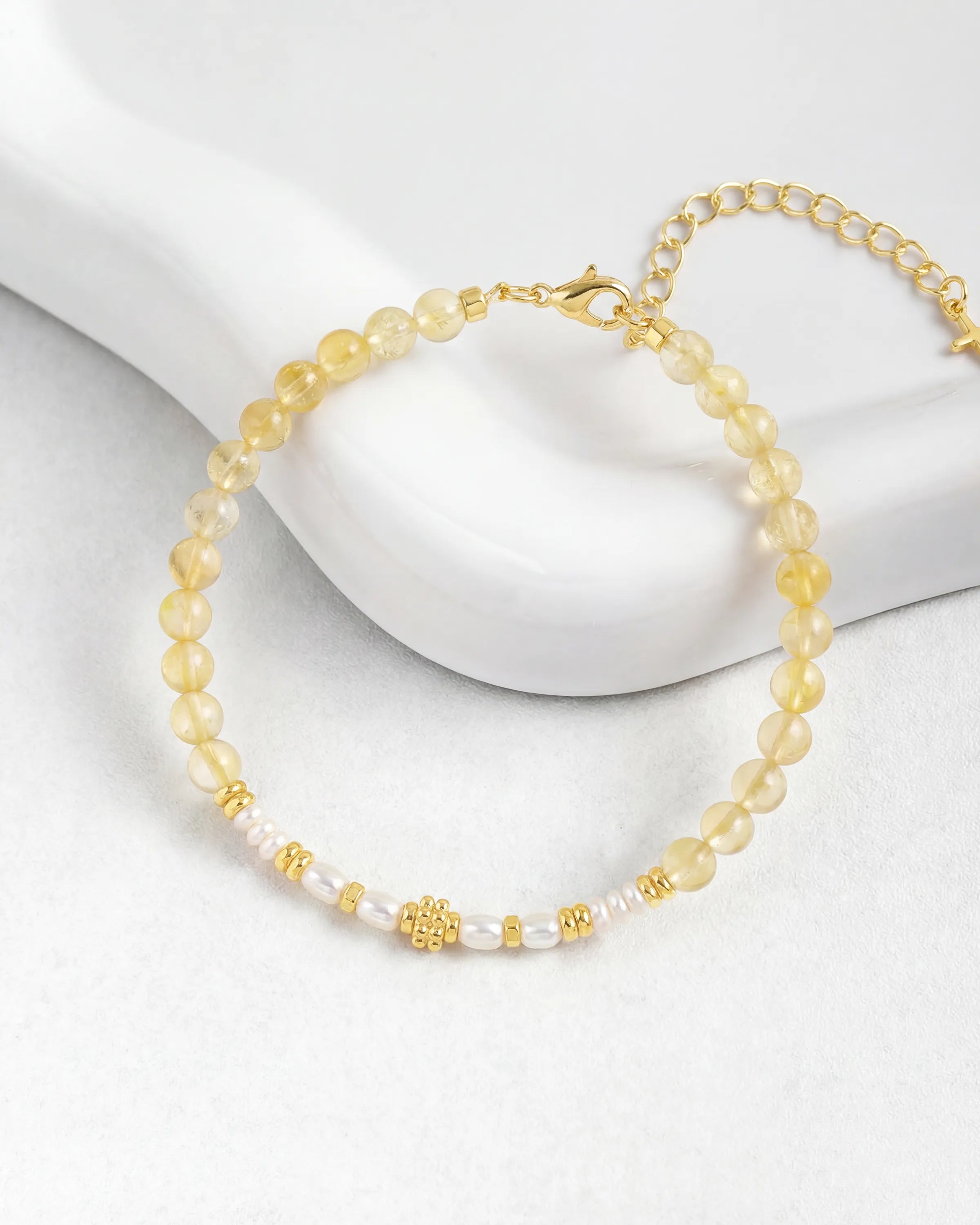 Citrine Pearl Gold Bracelet – Joy & Optimism