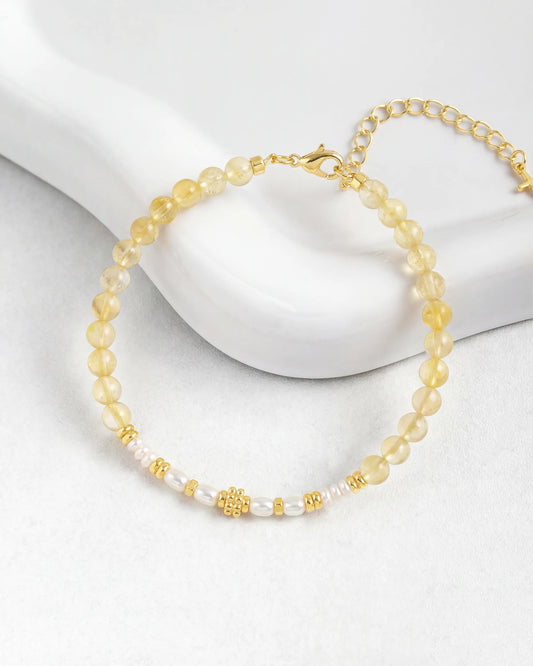 Citrine Pearl Gold Bracelet – Joy & Optimism