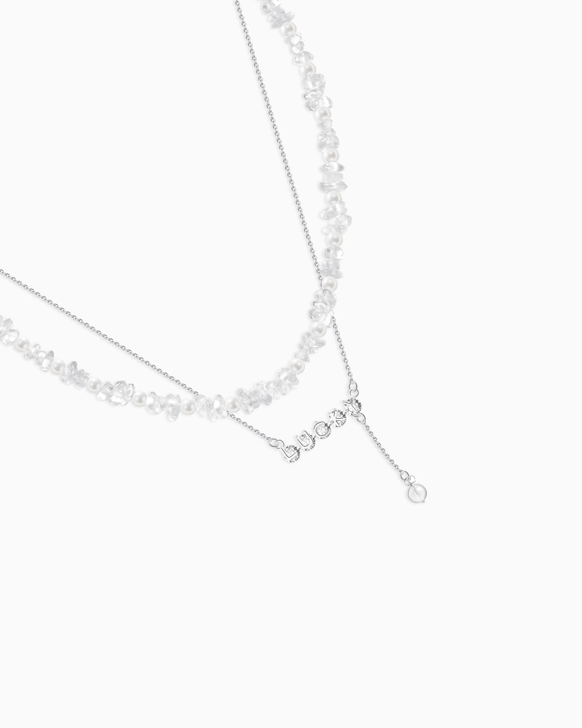 Clear Quartz Beaded Necklace Set detail