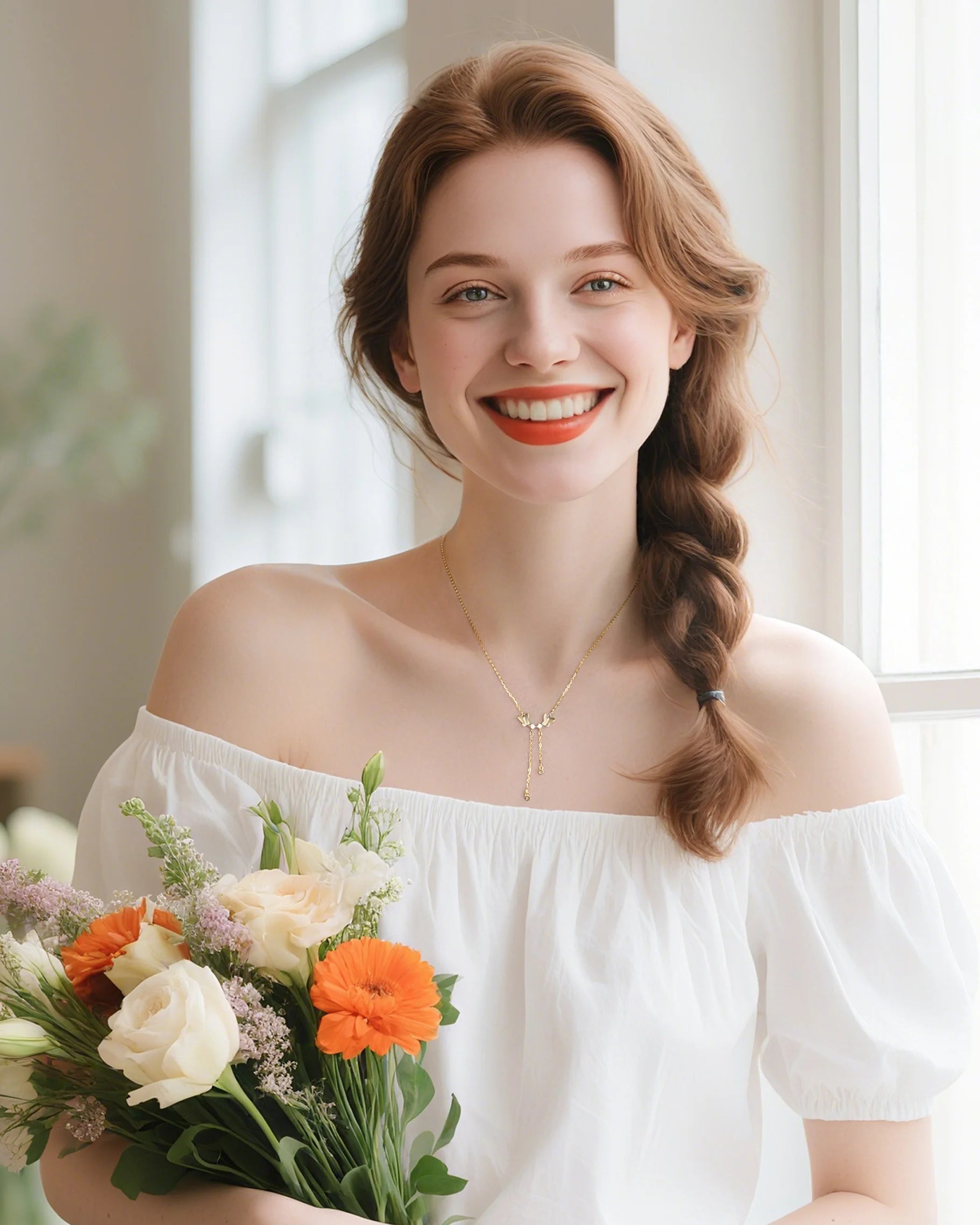 Clear Quartz Double Drop Pendant Necklace | April Birthstone Jewelry