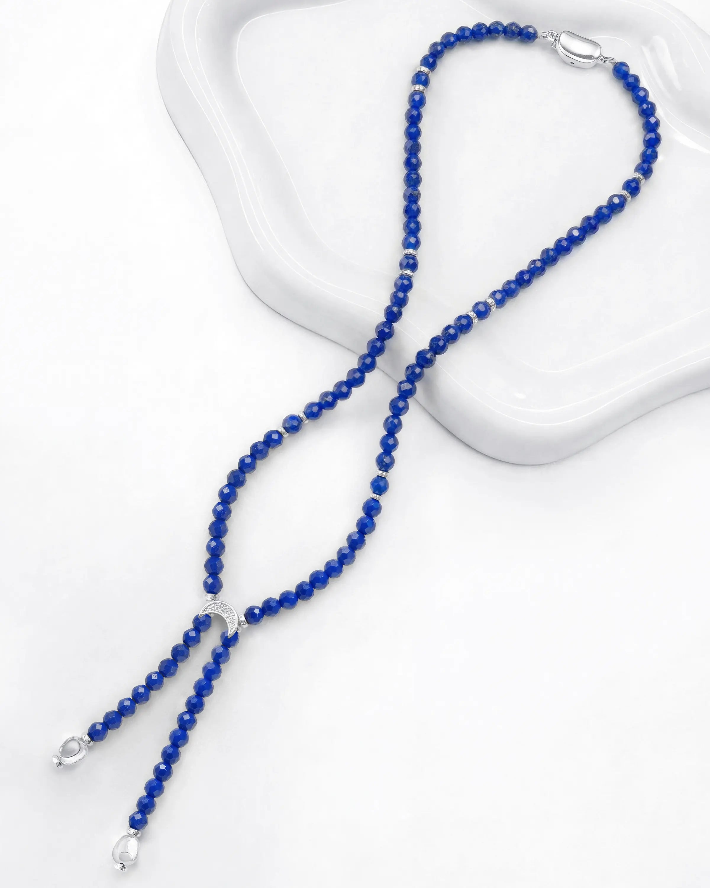 Faceted Lapis Lazuli Double Drop Necklace