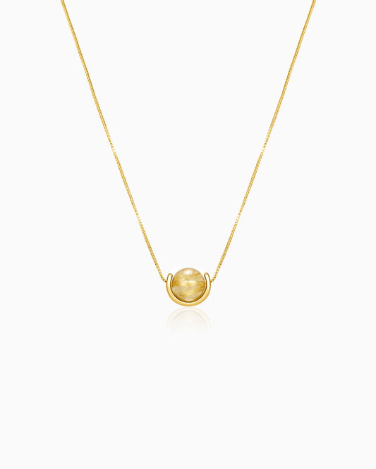Golden Rutilated Quartz U-Shape Gold Necklace – Sunshine & Optimism