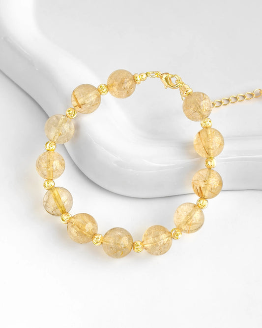 Golden Rutilated Quartz Gold Bracelet – Sunshine & Optimism
