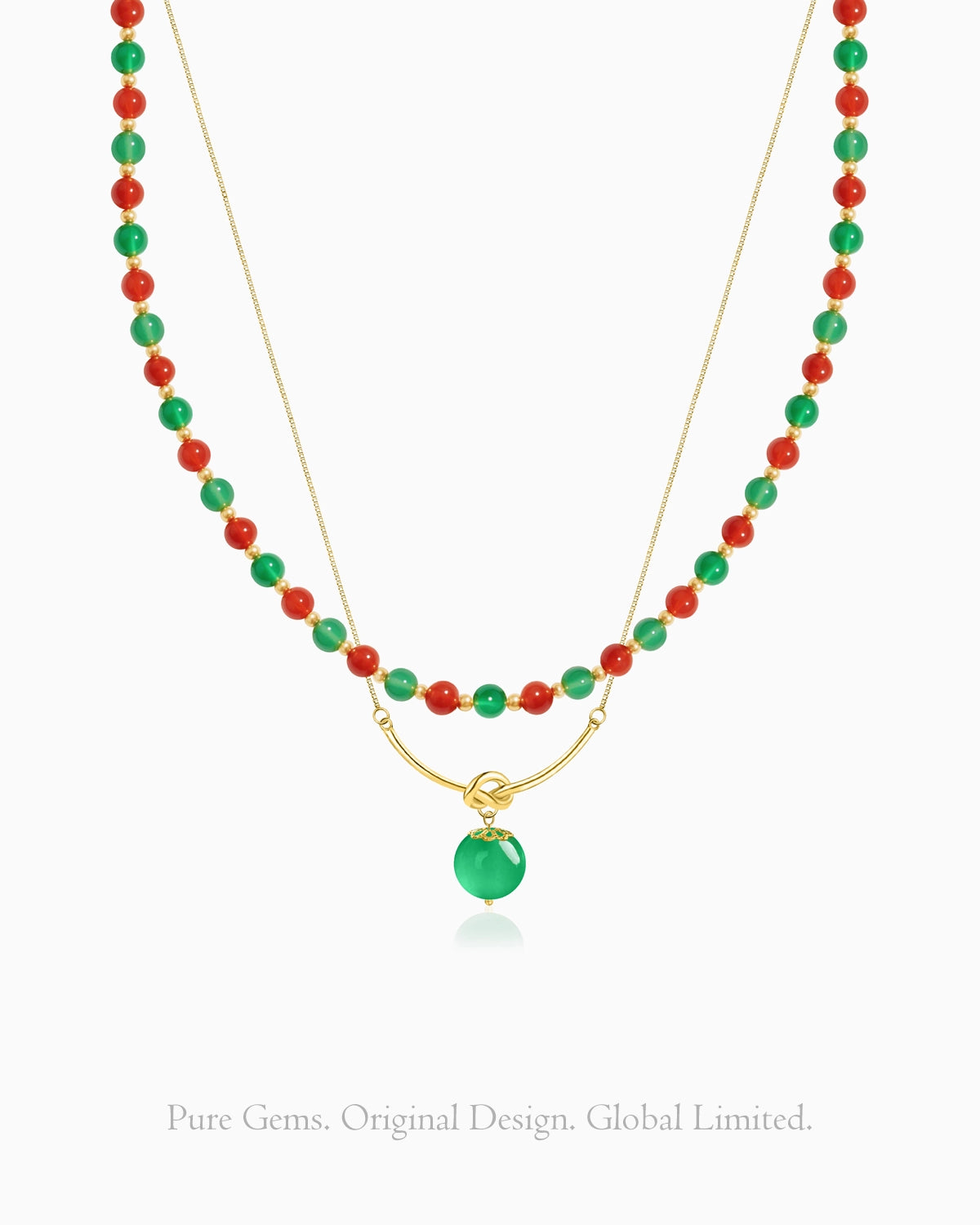 Green Agate Beaded Necklace Set