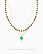 Green Agate Beaded Necklace Set