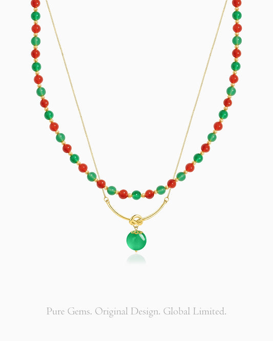 Green Agate Beaded Necklace Set