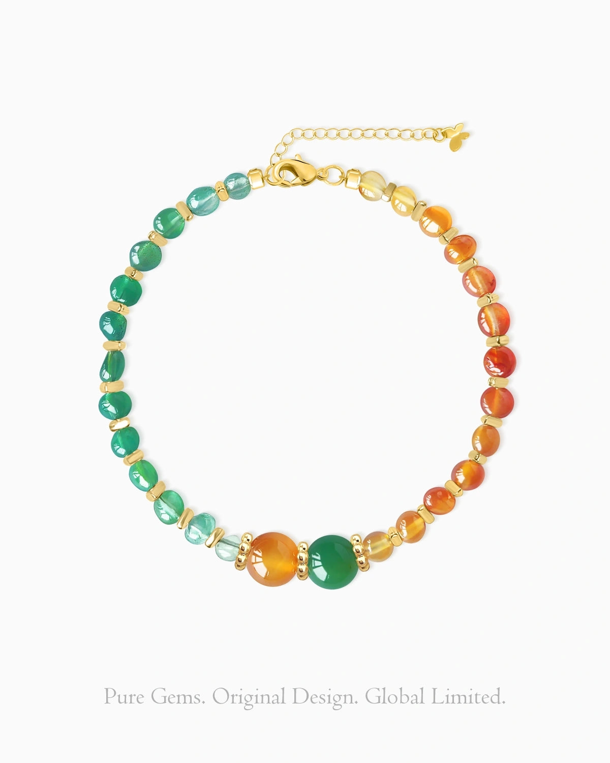 green agate and red agate irregular beaed bracelet