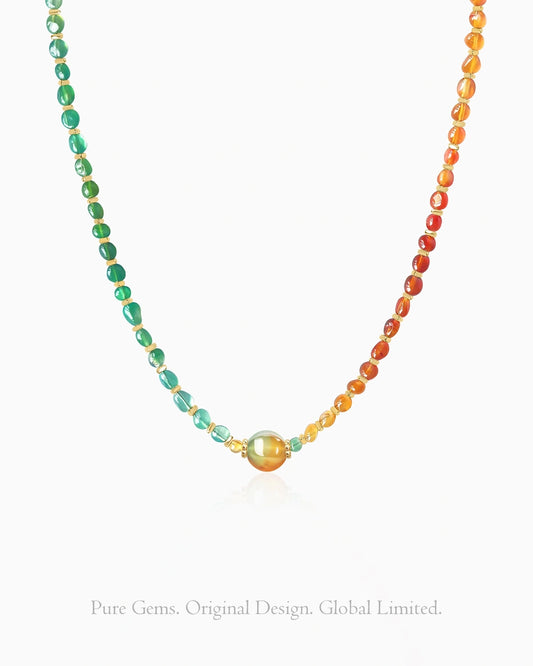 Green Red Agate Irregular Beaded Necklace