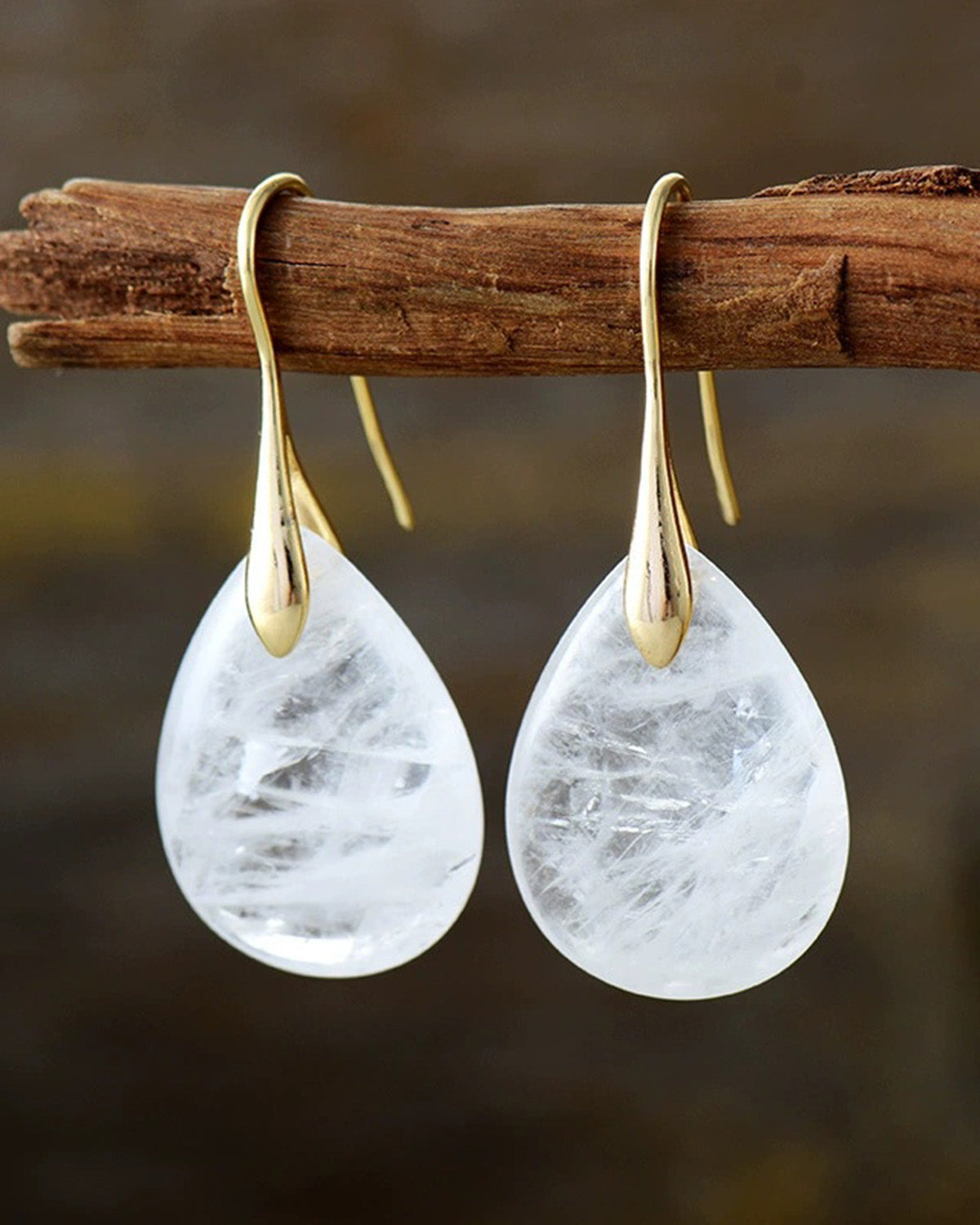 clear quartz Silhouette Drop Earrings