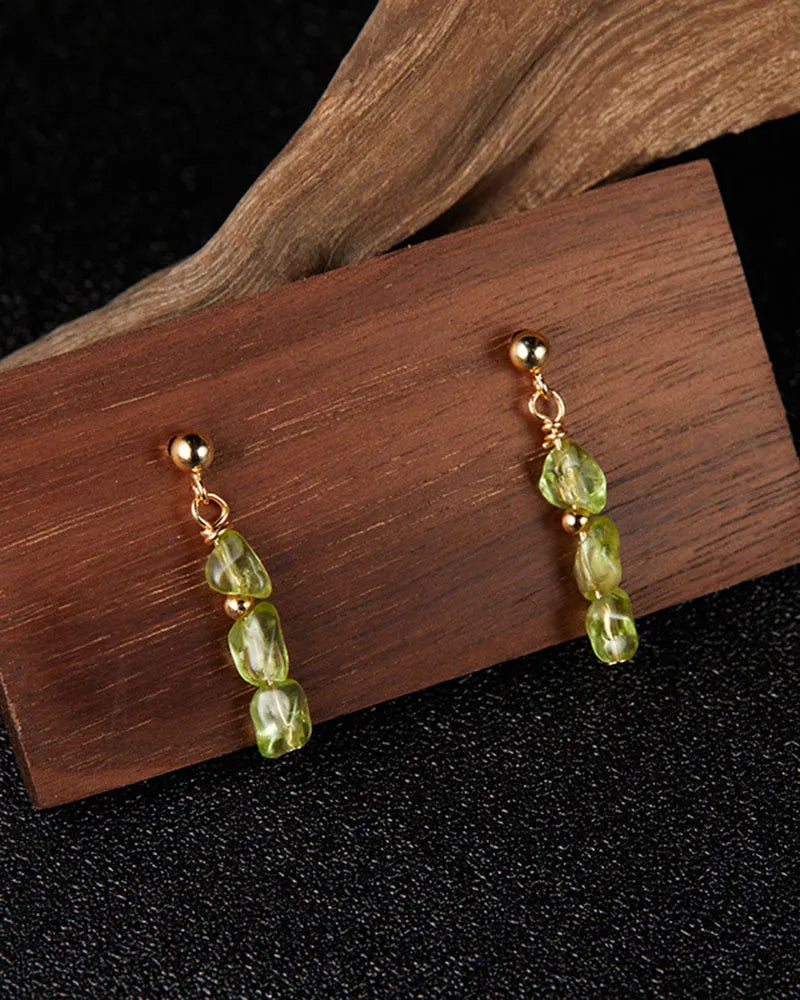 Peridot Linear Drop Earrings