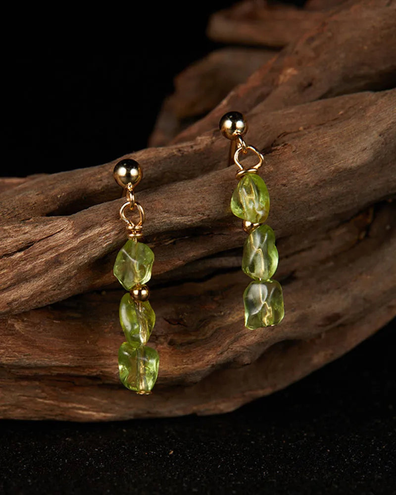 Peridot Linear Drop Earrings