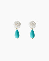 Turquoise Rose Drop Earrings