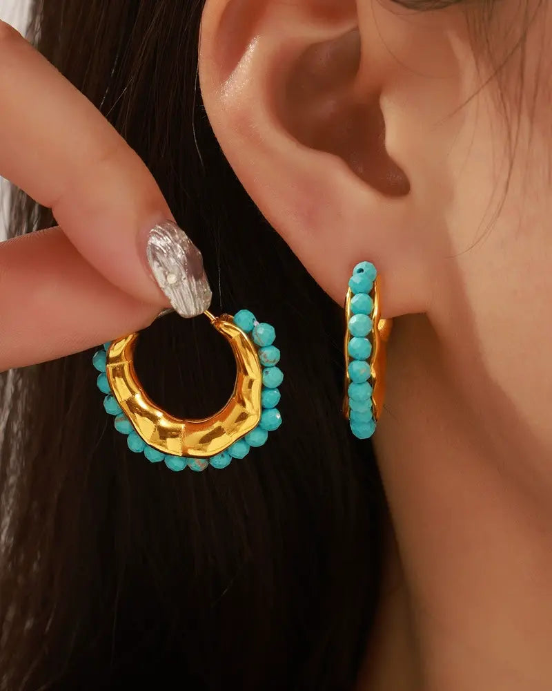 Grace C-Hoop Turquoise Turquoise Stud Earrings