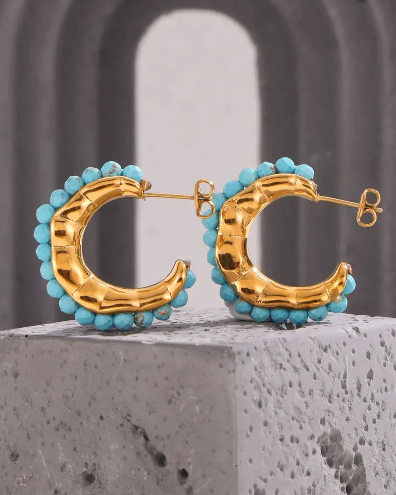 Grace C-Hoop Turquoise Turquoise Stud Earrings