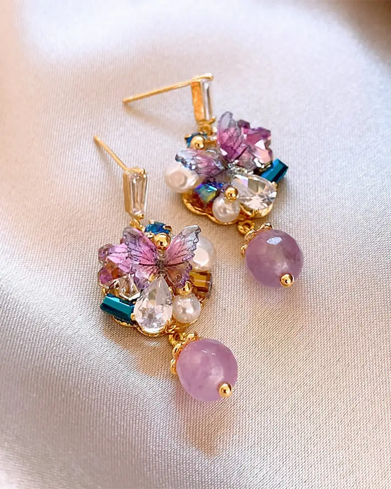 Amethyst Purple Flutter Drop Earrings