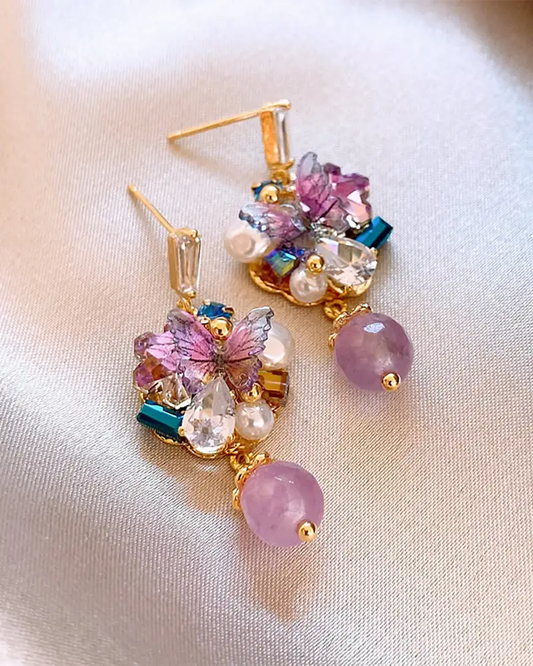 Amethyst Purple Flutter Drop Earrings