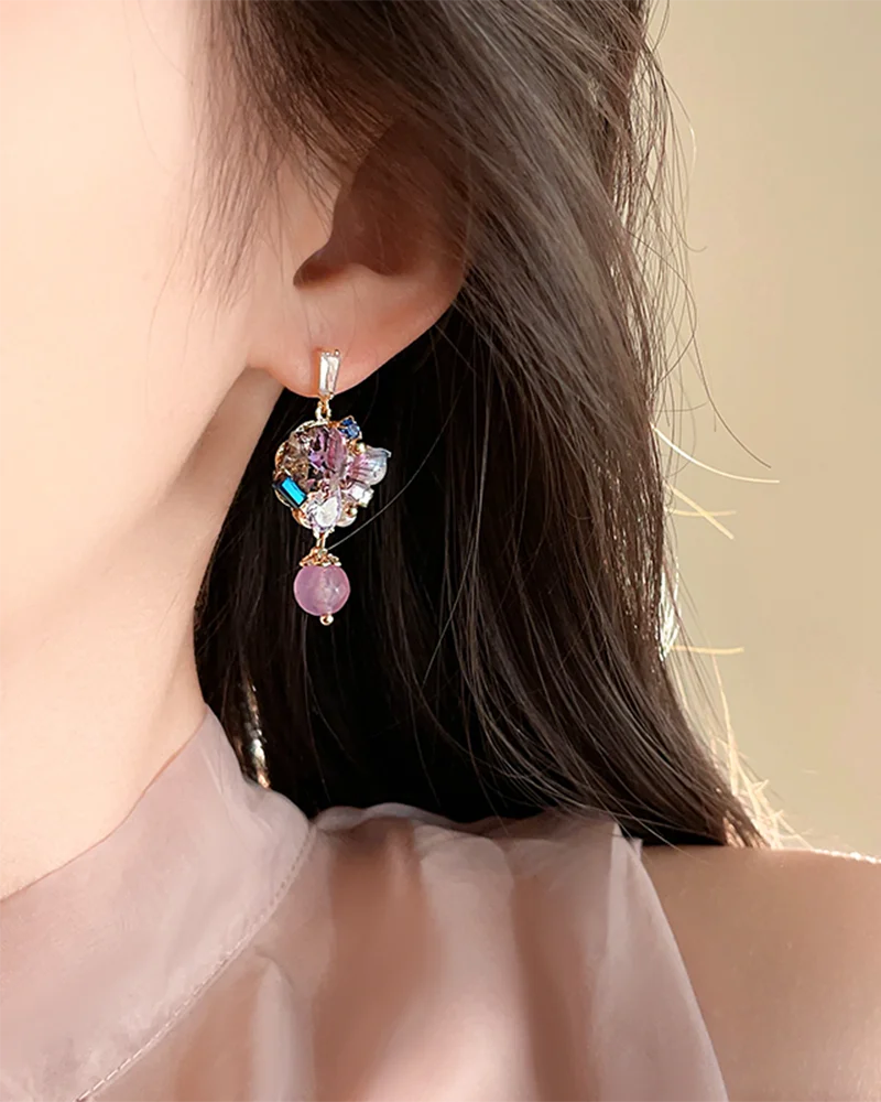 Amethyst Purple Flutter Drop Earrings