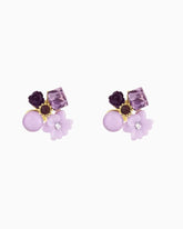 Amethyst Purple Floral Stud Earrings