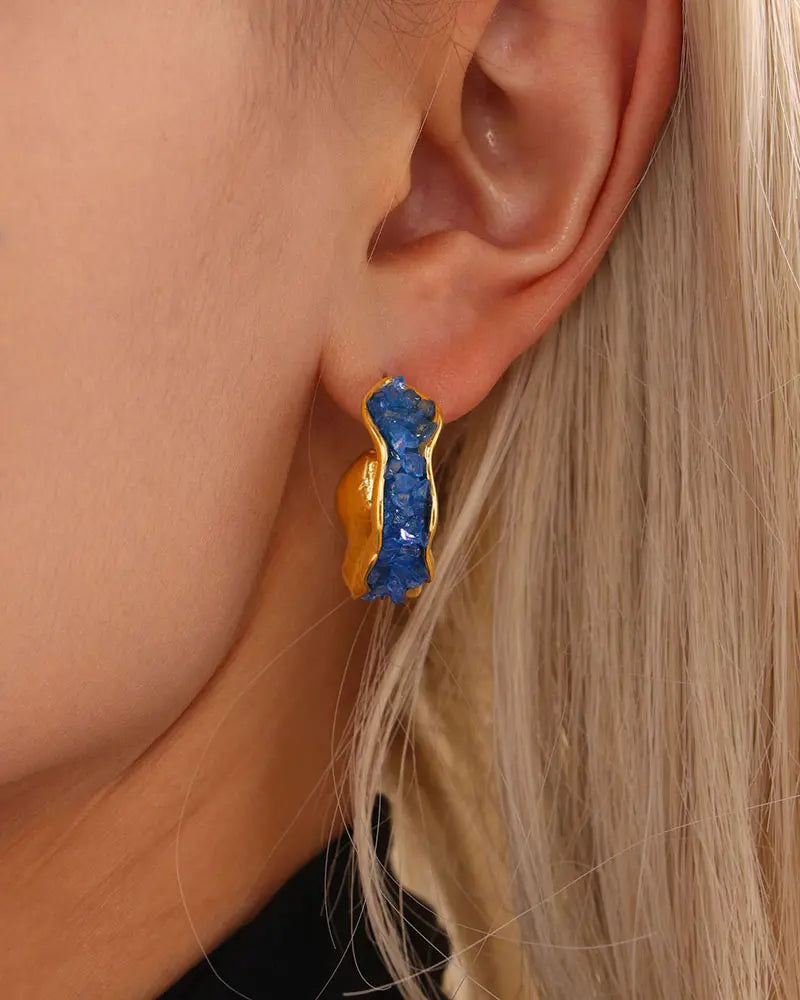 Birthstone C-Hoop Stud Earrings