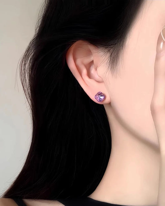 Birthstone Square Earrings – Clarity & Intuition
