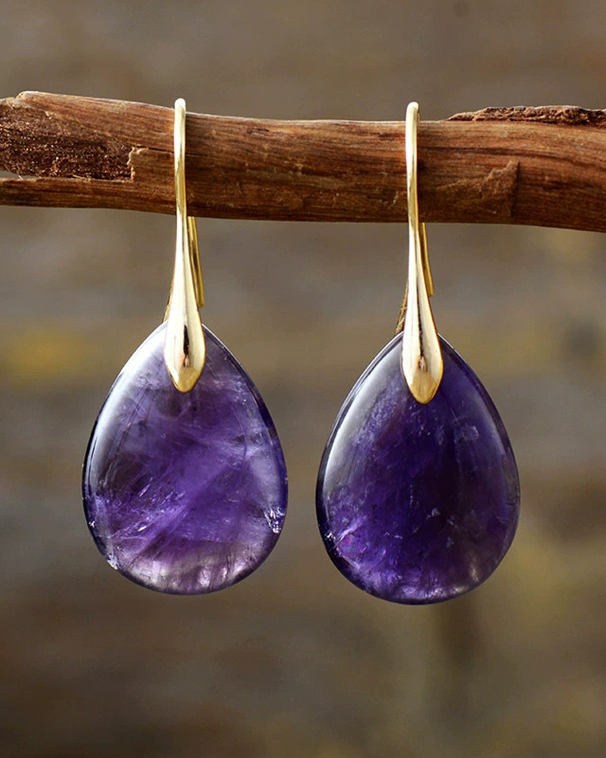 Amethyst Birthstone 14K Gold Plated Earrings