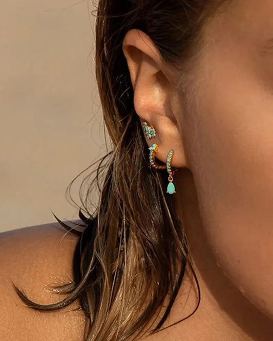 Turquoise Gemlined Drop Earrings