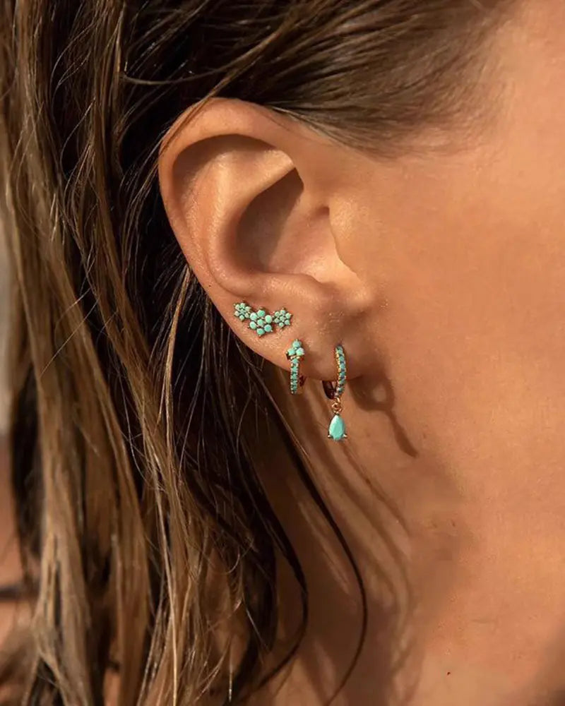Turquoise Gemlined Drop Earrings