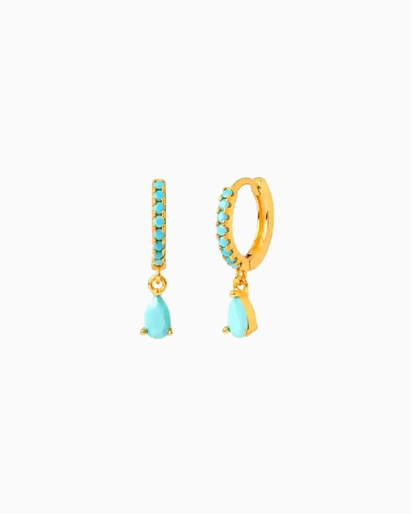 Turquoise Gemlined Drop Earrings