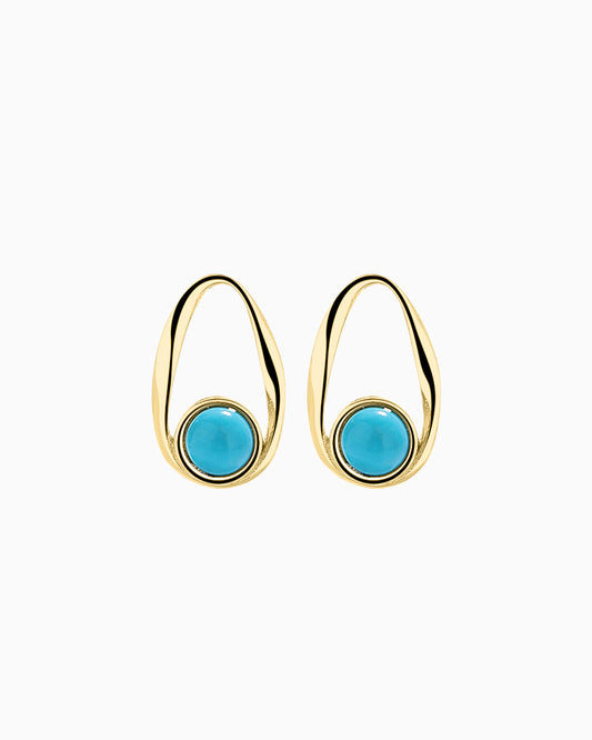 blue turquoise Birthstone Gold & Silver Earrings