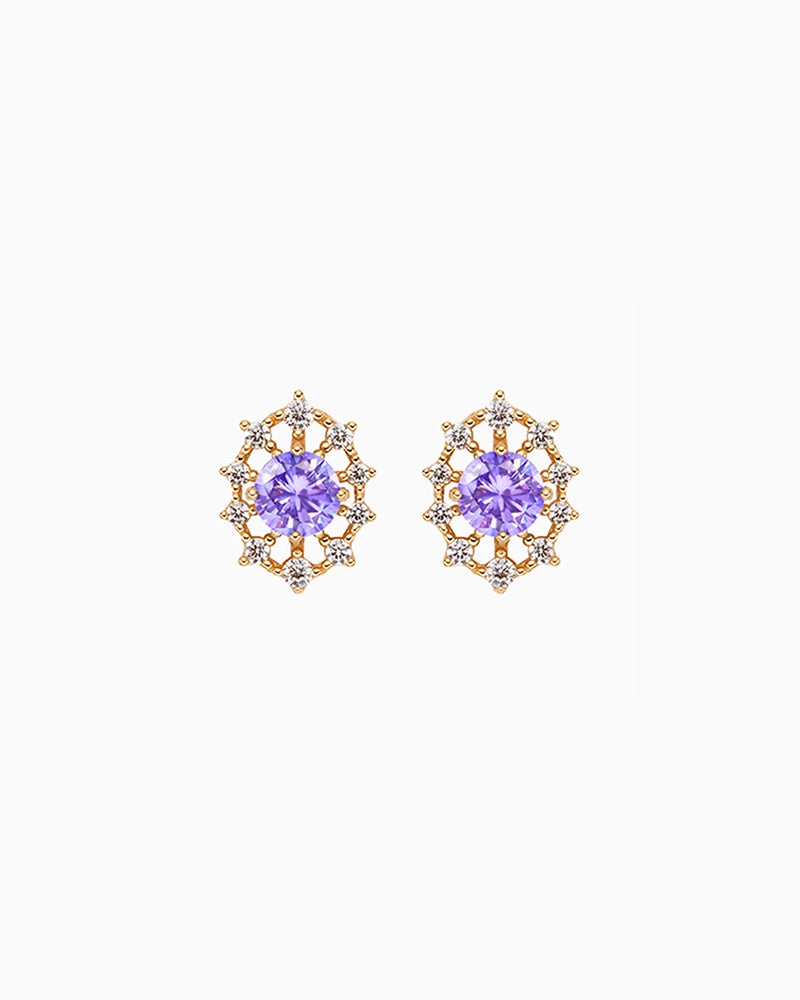 purple amethyst Birthstone Gold Earrings