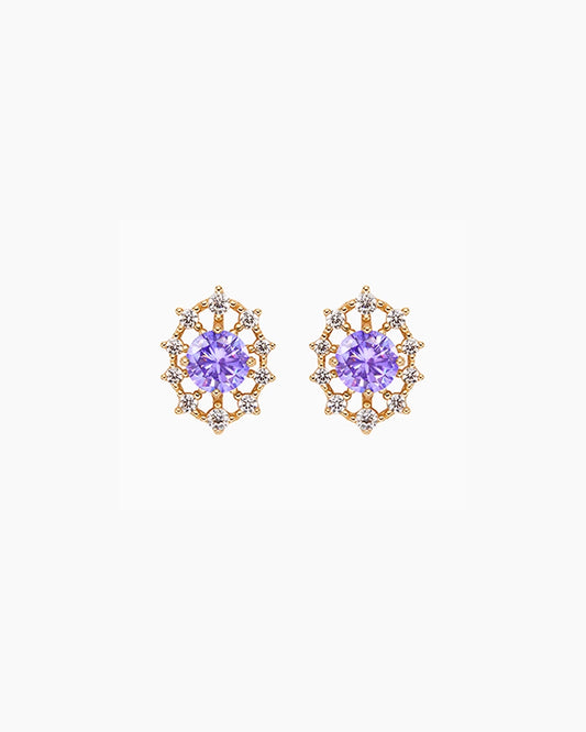 purple amethyst Birthstone Gold Earrings