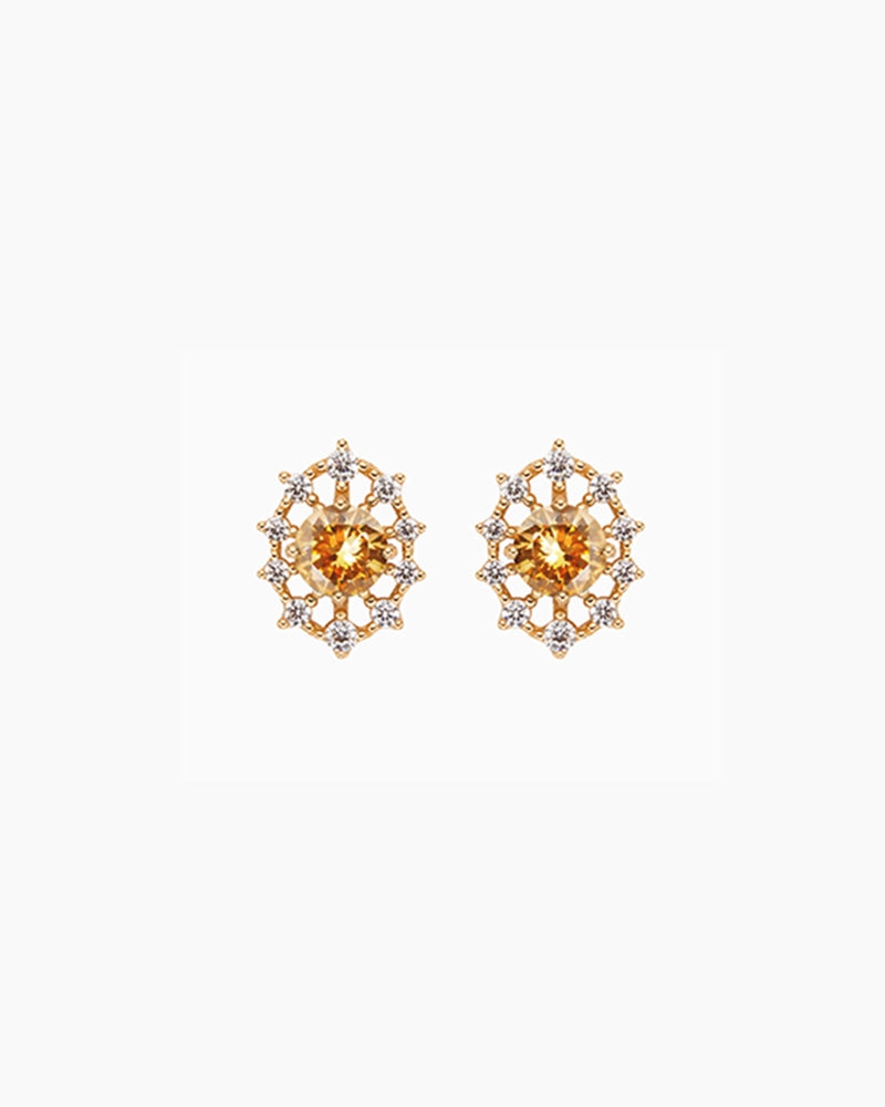 yellow citrine Birthstone Gold & Silver Earrings