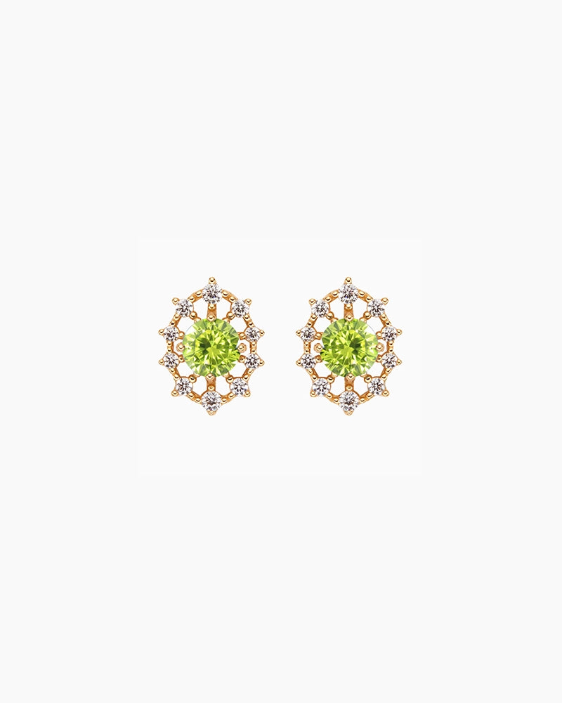 green peridot Birthstone Gold & Silver Earrings