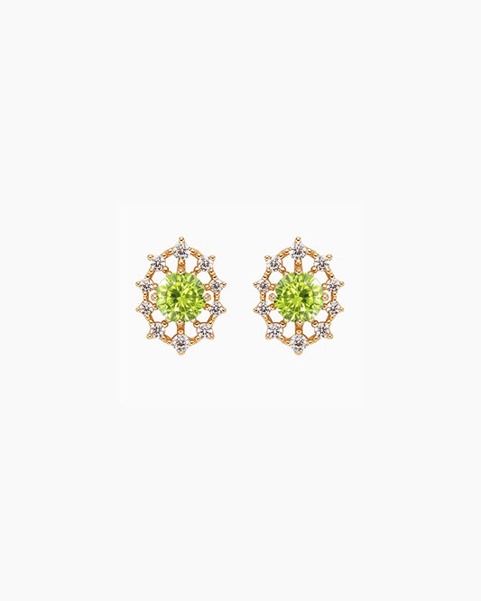 green peridot Birthstone Gold & Silver Earrings