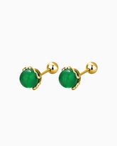 Green Agate Birthstone Charm Stud Earrings