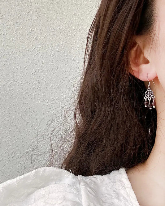 Garnet Dreamcatcher Earrings – Passion & Love