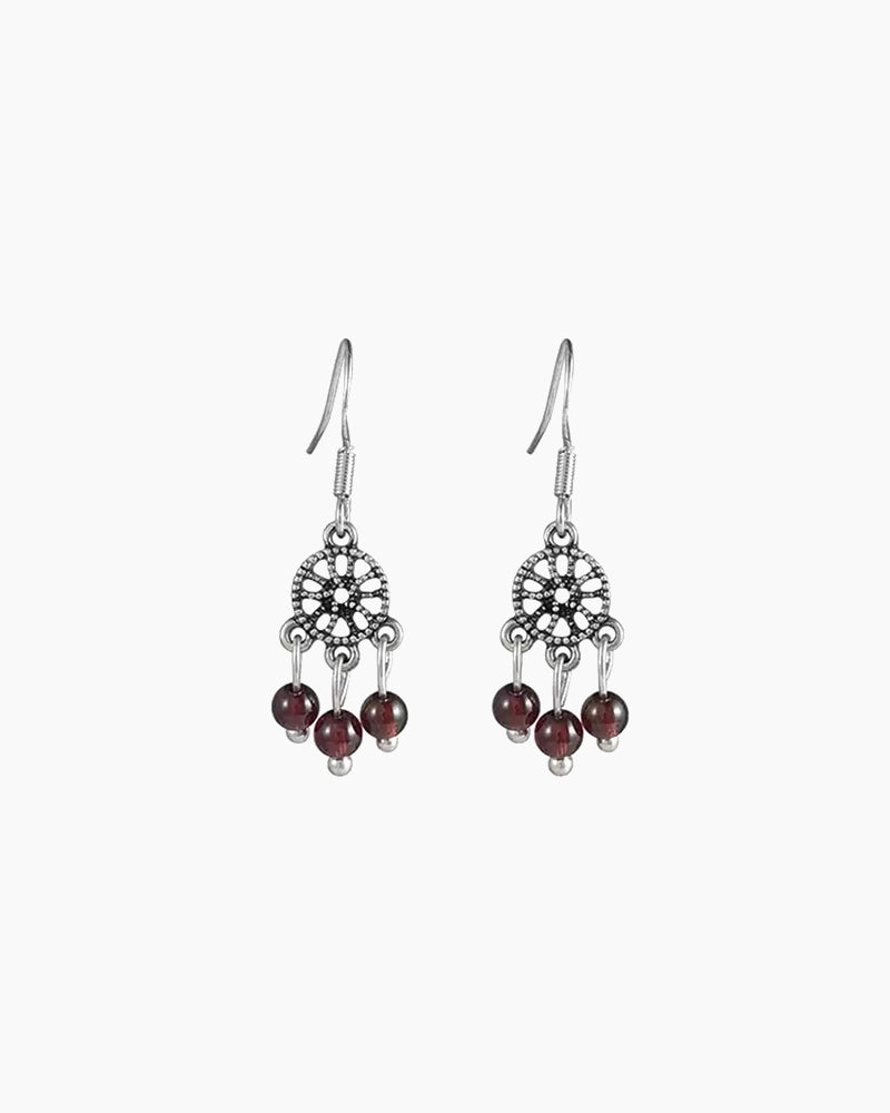 Garnet Dreamcatcher Earrings
