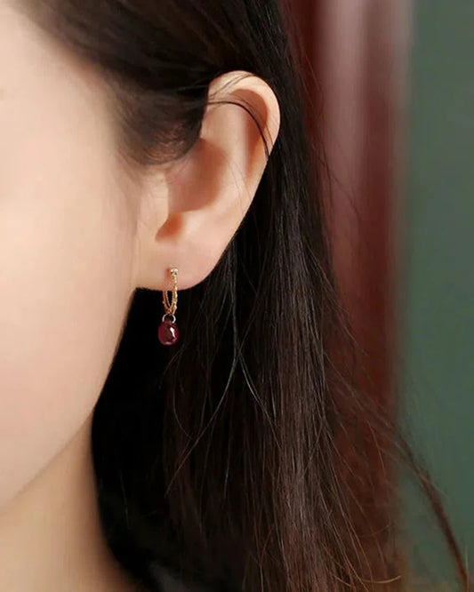 Garnet 14K Gold Plated Earrings – Passion & Courage