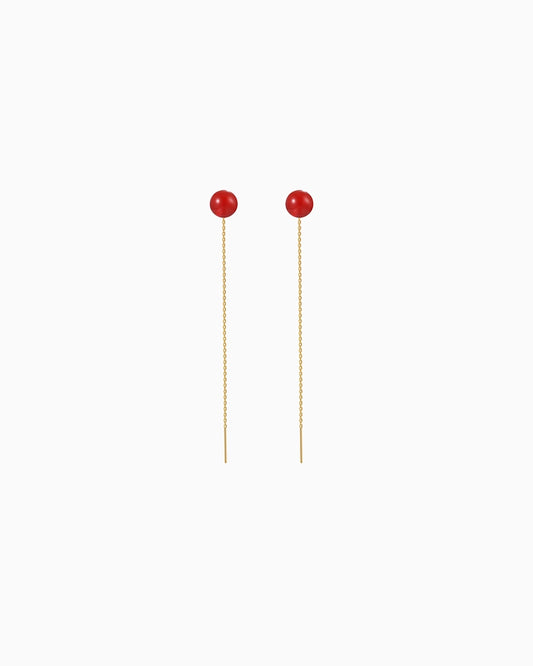 Red Agate Elegance Threader Earrings