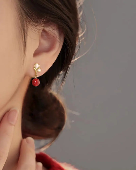 Red Agate Gold Plated Sterling Silver Earrings – Courage & Confidence