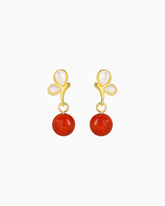Red Agate Gold Plated Sterling Silver Earrings