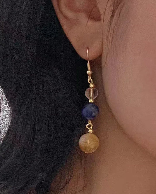 Lapis Lazuli Citrine 14K Gold Plated Earrings – Wisdom & Abundance