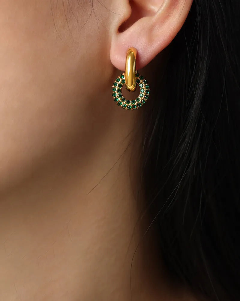 Emerald Green Huggie Hoop Earrings