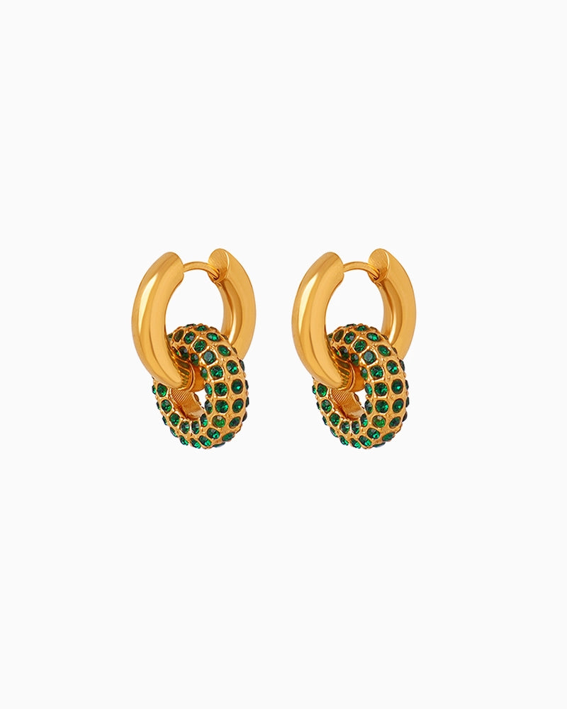Emerald Green Huggie Hoop Earrings