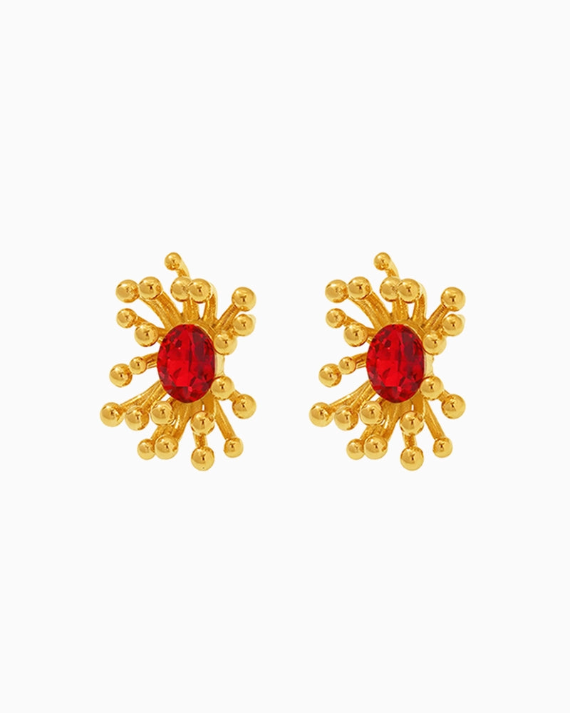 Birthstone Floral Stamen Stud Earrings
