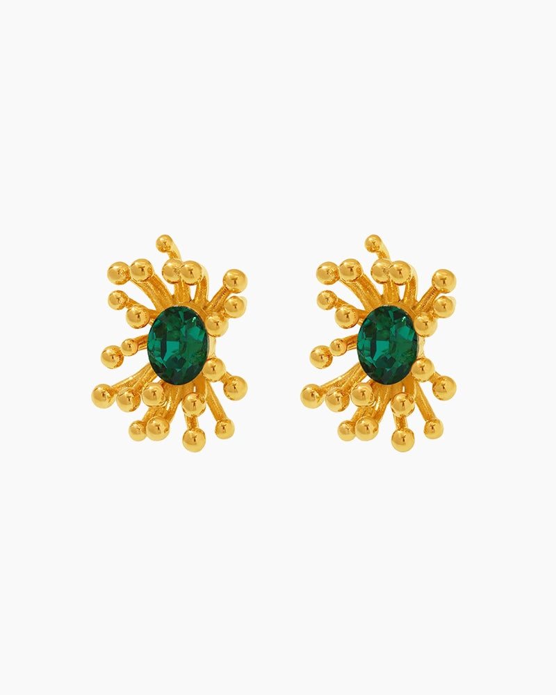 Birthstone Floral Stamen Stud Earrings