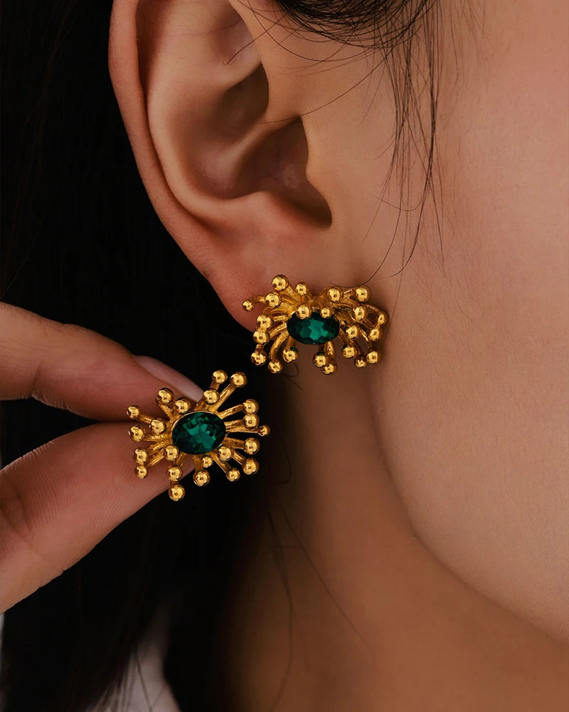 Birthstone Floral Stamen Stud Earrings