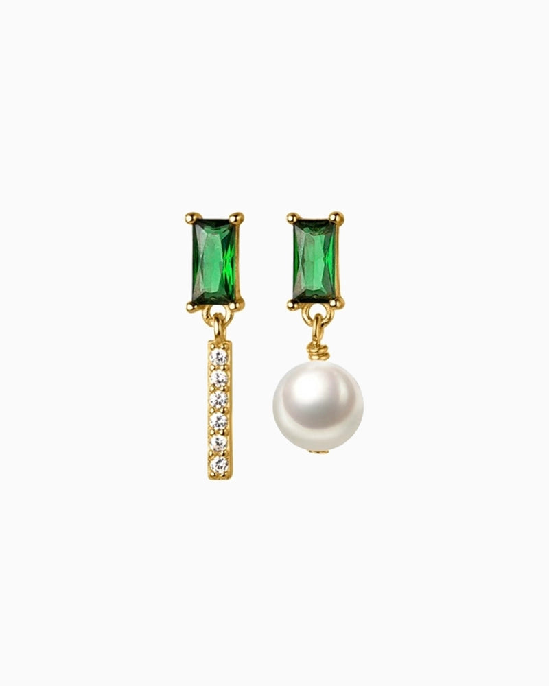 Emerald Green Mismatch Drop Earrings