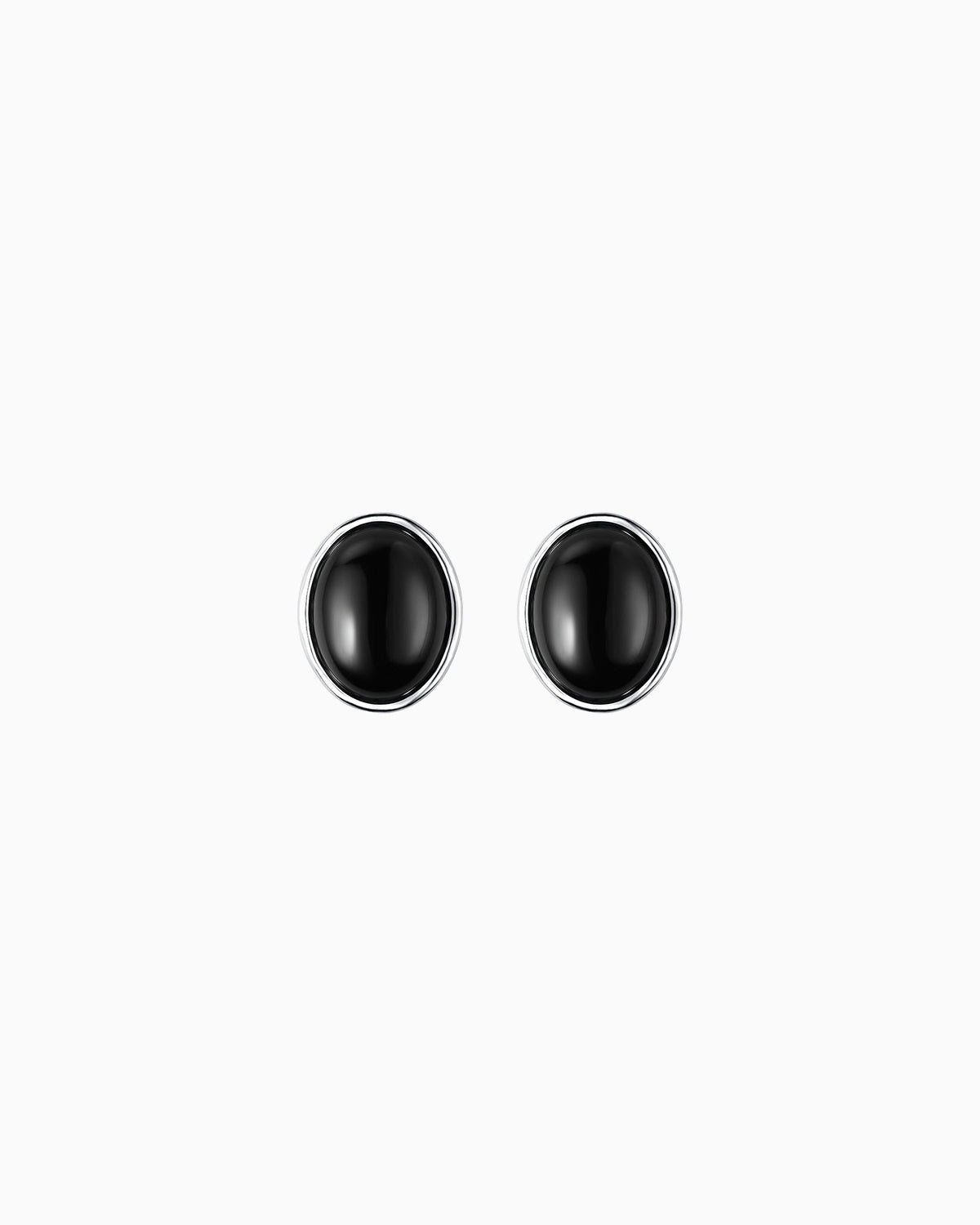Black onyx oval stud earrings