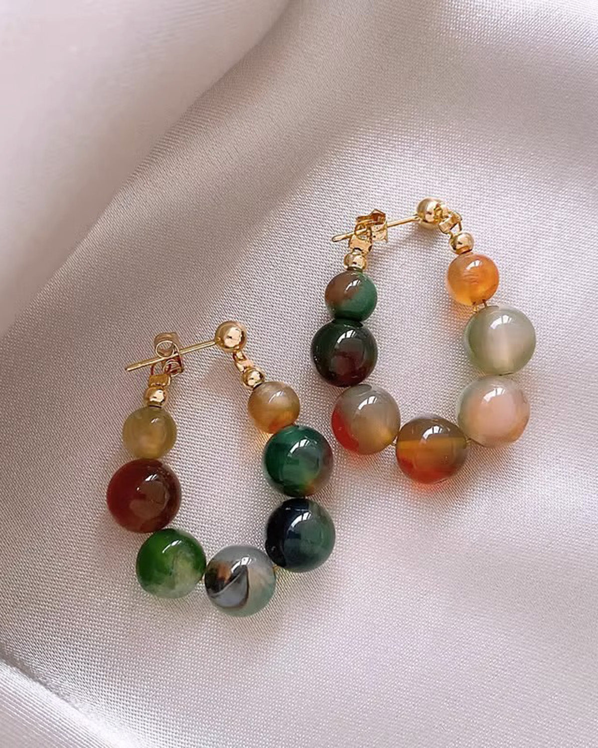 Rainbow Agate Gold Plated Sterling Silver Earrings